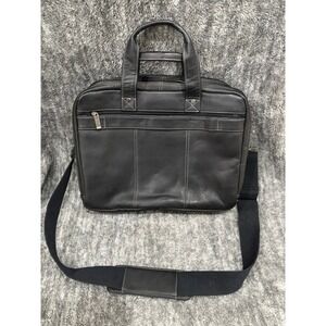 Kenneth Cole Reaction Black Leather Laptop Briefcase Messenger Bag